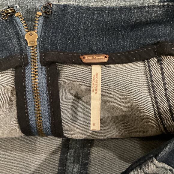 free people modern femme 2  TWO TONE DENIM MINI SKIRT size 0 - Picture 5 of 8